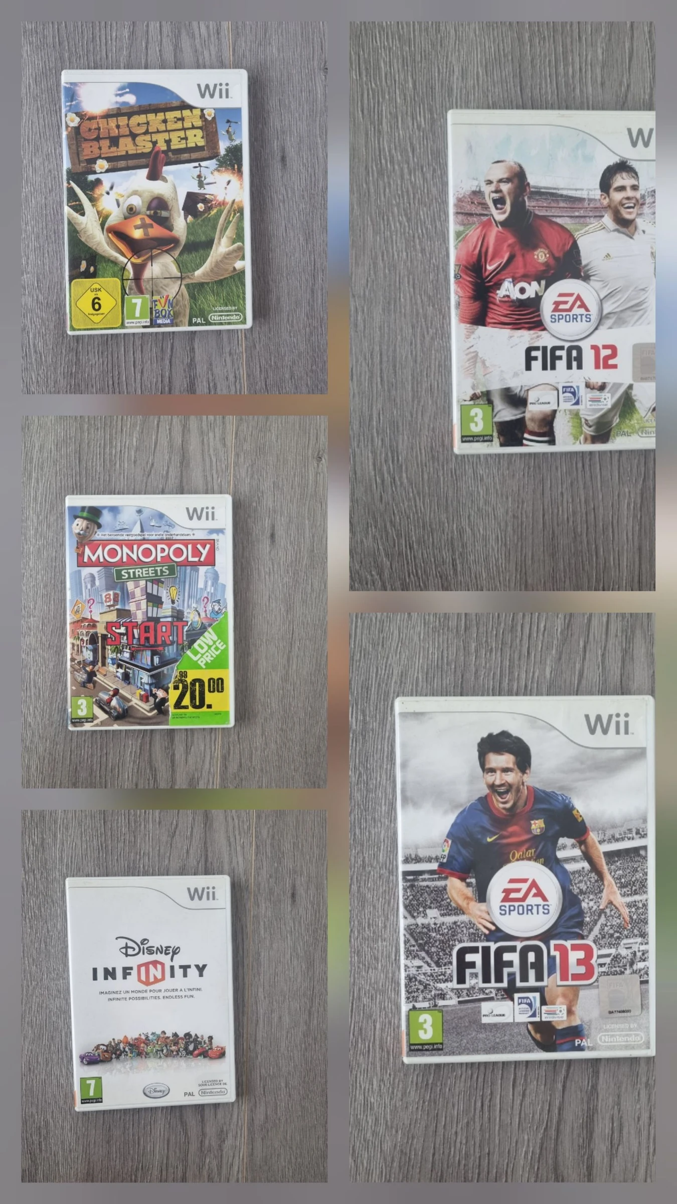 Pakket van 5 Nintendo Wii Games (o.a. FIFA 12 & 13, Monopoly Streets)